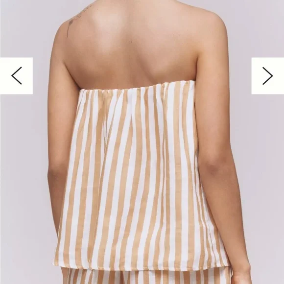 NWT ✨ Maeve Strapless Linen Structured Striped Top - Picture 3 of 10
